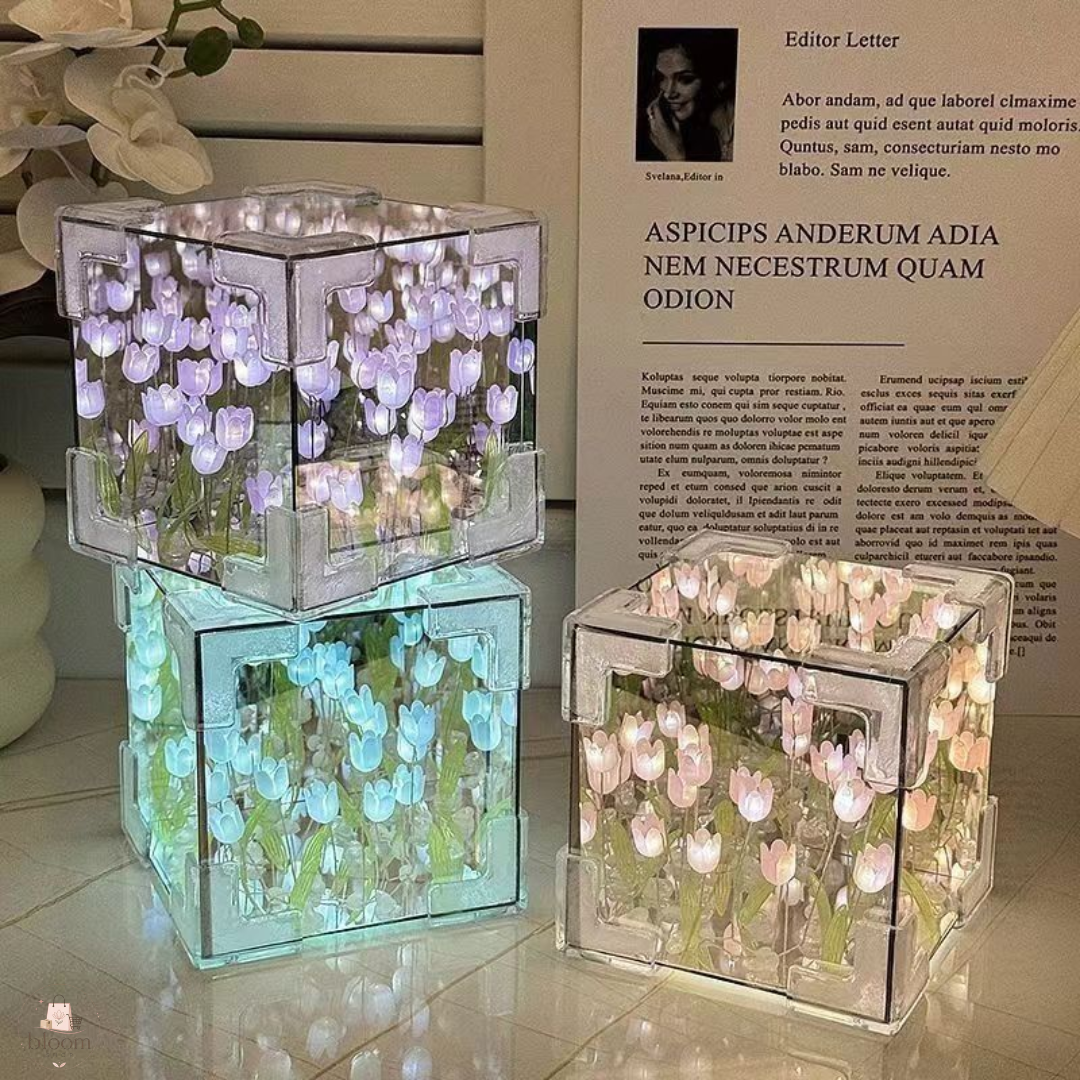 Lampara Cubo Magico de Tulipanes